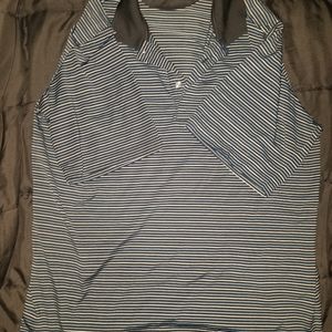 Polo shirt black white blue stripes George XL